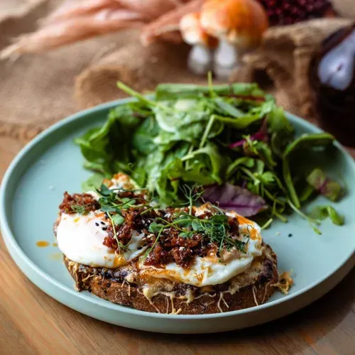 Eggs & Grilled Cheese Open Sandwich