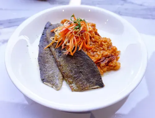 File de pastrav pe gratar cu risotto